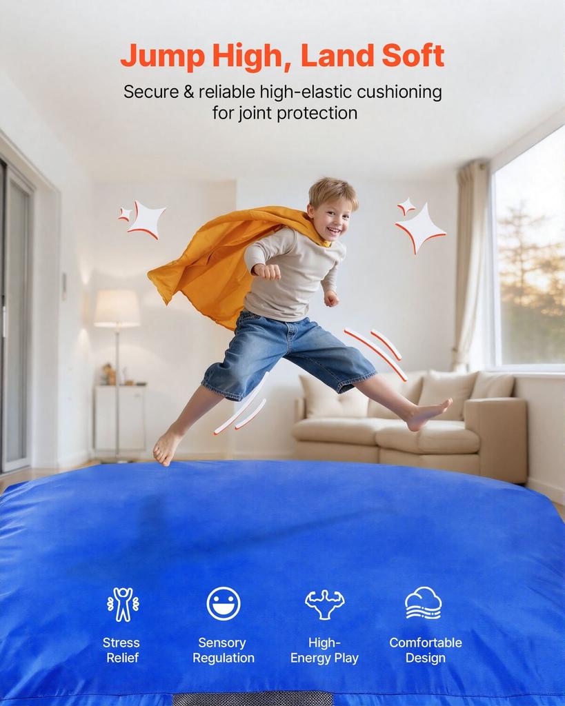 Crash Pad, 1500 x 1500 mm Crash Pad for Kids Sensory with Foam Blocks & Washable Cover, Large Soft Foam Landing Zone Giant Pillow Mat, Sensory Room