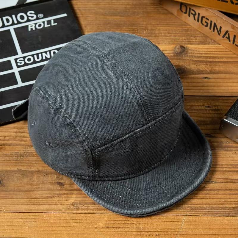 Japanese Retro Short Brim Heavy Industry Men'S Spring And Summer Washed Baseball Cap Tooling Style Color Matching Five-Piece Hat Tide Children