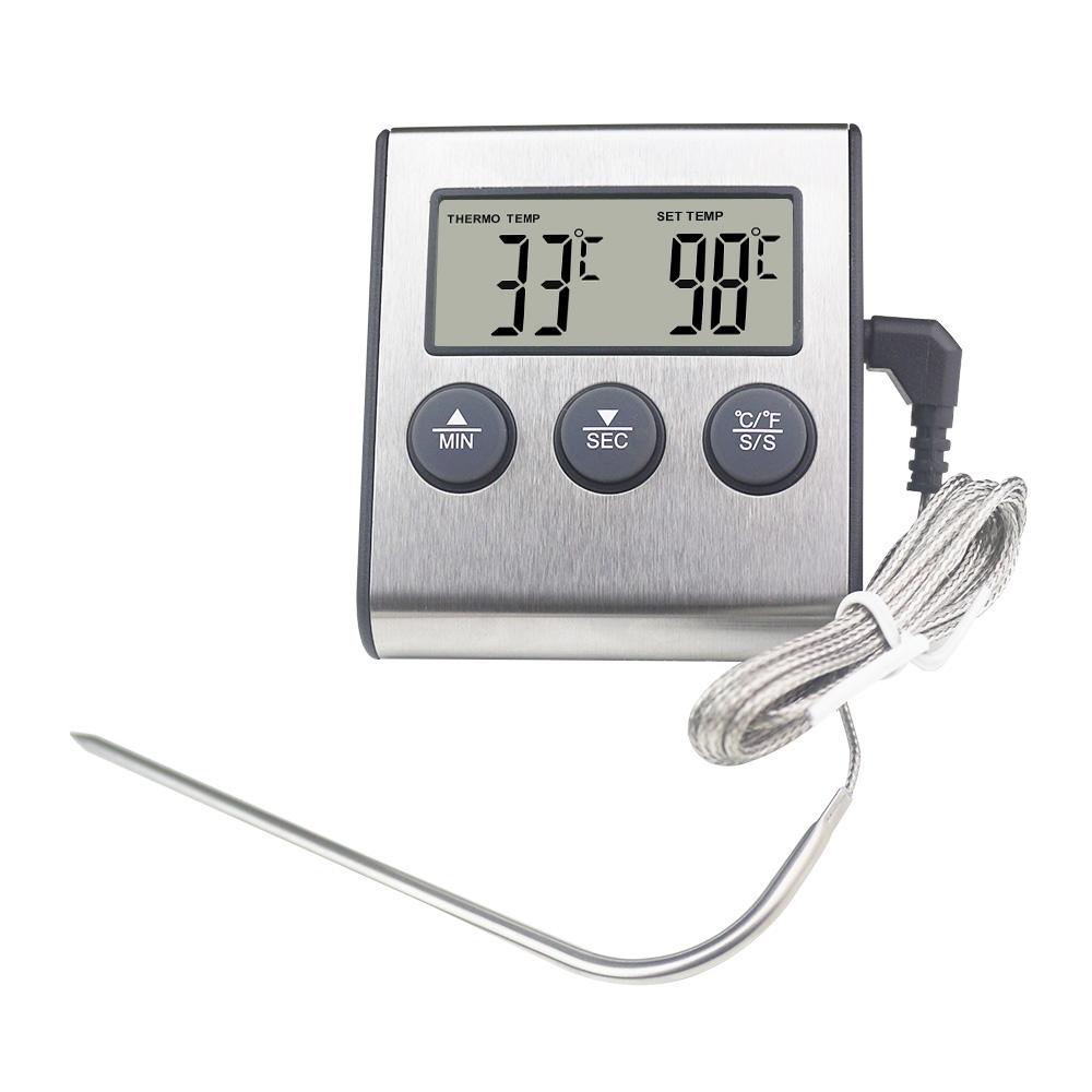 Digital Cooking Thermometer Food BBQ Baker Temperature Meter 0-250C Temperature Probe Clock Timer