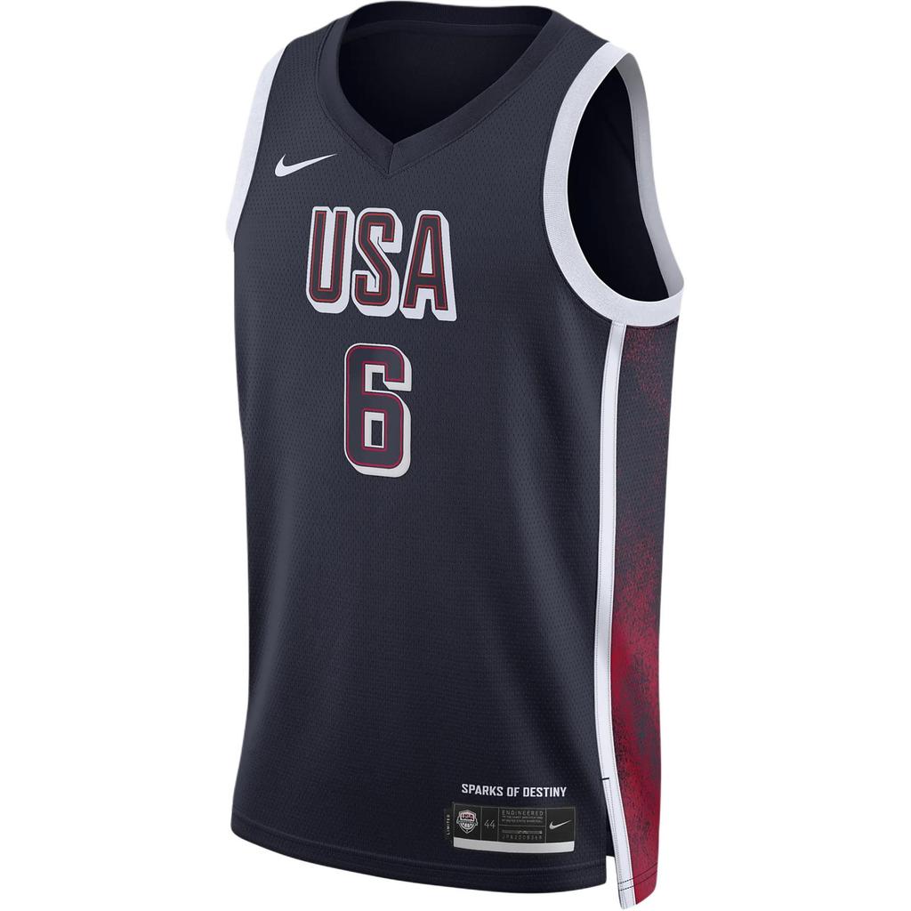 Nike Баскетбольная сборная США по баскетболу Олимпийская серия SS24 Dri-FIT LeBron James Logo Дышащая тренировочная спортивная баскетбольная майка мужская майка темно-синяя NN201911308-USA