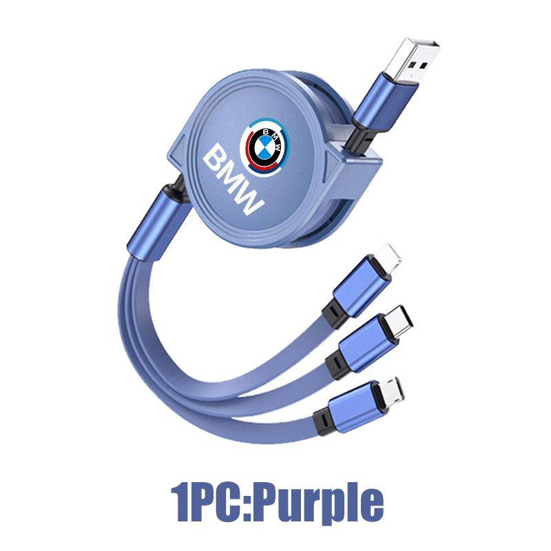 wzcr7 3 In 1 Retractable Data USB Charger Fast Cable Car Styling For BMW Performance M2 M3 M4 X1 X3 X4 X5 E87 X7 E91 G20