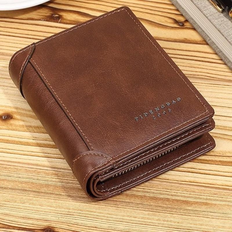 Высококачественные кожаные мужские кошельки Простые короткие зажимы для денег ID Кредитная карта Карман на молнии Клатч Хранение Многофункциональный держатель для карт Мужской Женский