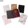 Passport Cover Women Men Pu Leather Passport Holder Bags Marble Style Packet Pouch Purse Fashion Travel ID Credit Card Wallet