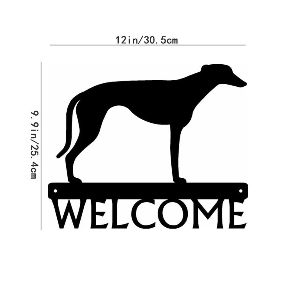 Greyhound Dog Welcome Sign Metal Decorations Artwork Wall Stickers Shape Greyhound Stickers Sign Metal Decorations Welcome Artwork