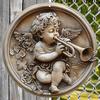 3D Relief Angel Playing Trumpet, Wooden Sign, Suitable for Living Room, Wall, Home Decoration, Funny Decor, As Gifts