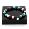 Stones and Minerals. Pink Opal + Labradorite + Lava + Turquoise 8 Mm Pearl Bracelet. Made In France.