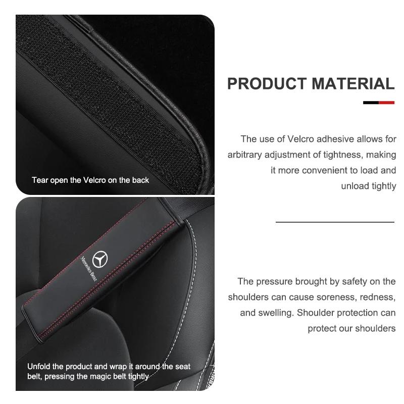 Car Seat Belt Cover Shoulder Strap Protector Pad Accessories For Mercedes Benz AMG A C E S G Class W201 W210 W108 W204 W205 W203 IA1