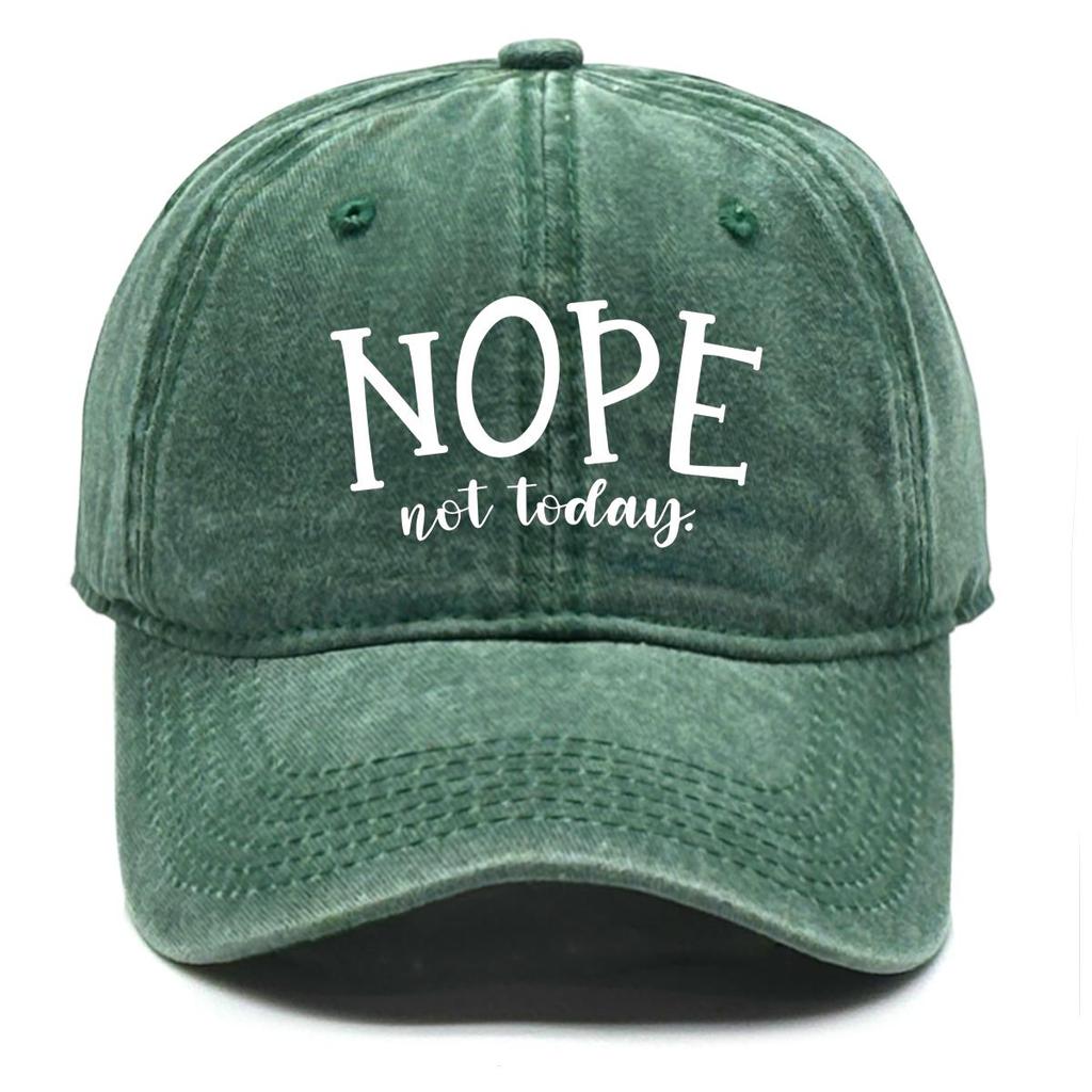 NOPE not today" Print Adjustable Baseball Cap, Trucker Hat Casual Slouchy Retro Hip Hop Snapback Sun Hat