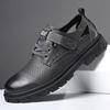 Мужская обувь для отдыха на открытом воздухе Высококачественная модная повседневная обувь со шнуровкой, круглым носком, на толстой подошве, модная кожаная мужская деловая обувь