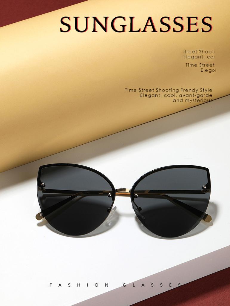 New Fashion Sun Protection Trendy Sunglasses For Women With Boundless Frame Street Pography Metal Sunglasses 399