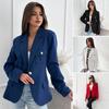 Women Suit Coat Lapel Long Sleeve Flap Pockets Suit Jacket Solid Color Single Button Office Lady Outwear