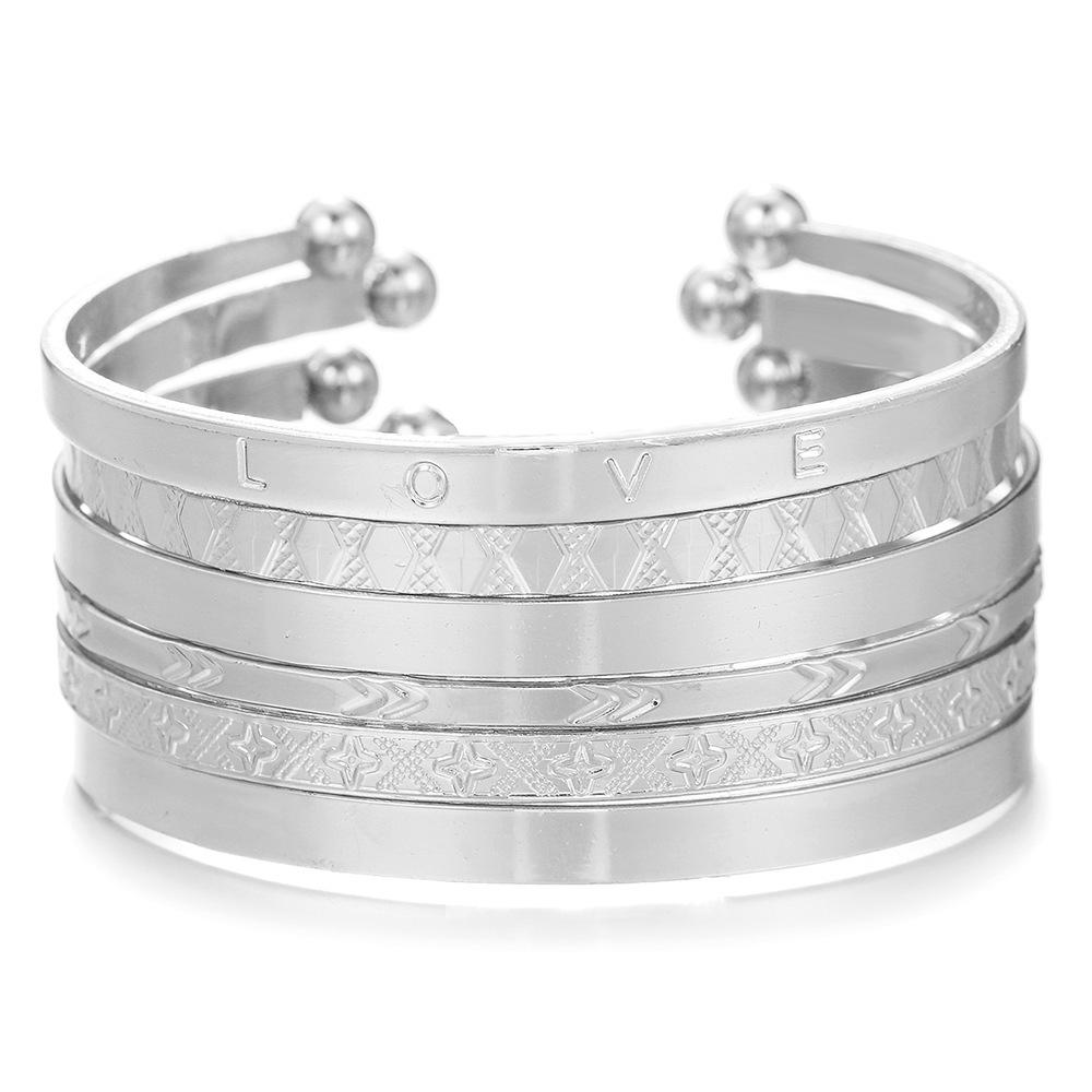 Винтажный хип-хоп индийский сферический браслет-манжета набор из 9 штабелируемых браслетов