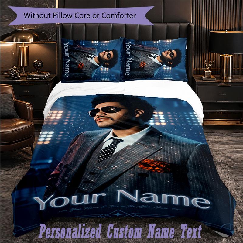 Personalized 3Pcs Bedding SetThe Weeknd Custom Text Duvet Cover Pillowcase Set Bedroom Gift