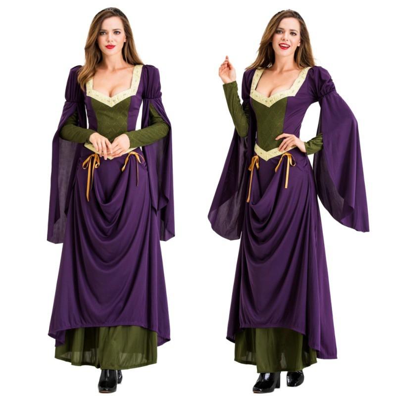 Medieval Queen Costume Dress Cosplay Party Halloween Ball Renaissance Festival Womens Elegant Long Gown