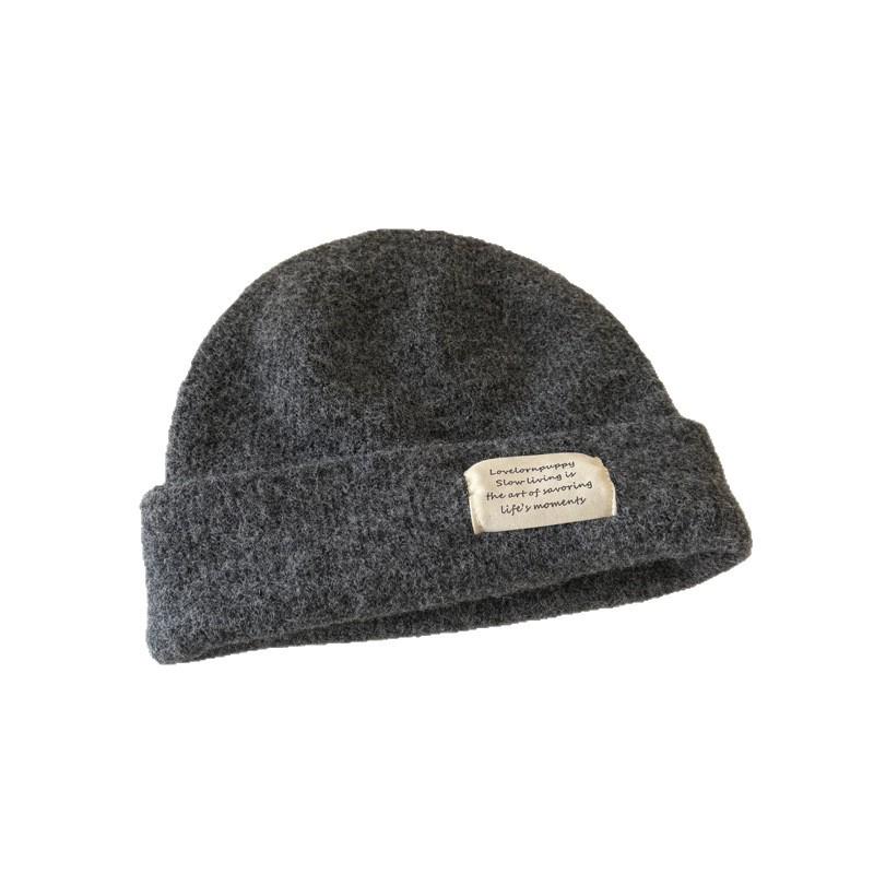 Корейская нишевая шапка-бини в стиле пэчворк однотонной расцветки: Теплая, Защищающая от холода, Осенне-зимняя, Стильная, Унисекс повязка на голову для более стройного вида лица.