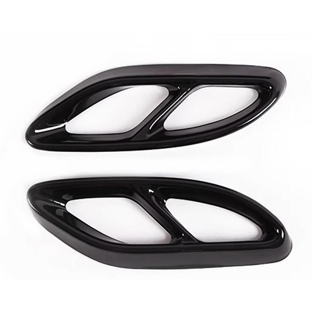 For Mercedes Benz A/C/E/B/GLC/CLA/CLS Class Car Exhaust Tip Muffler Pipe Cover 4 Outlet Tail Pipe Rear Diffuser Cover 2Pcs