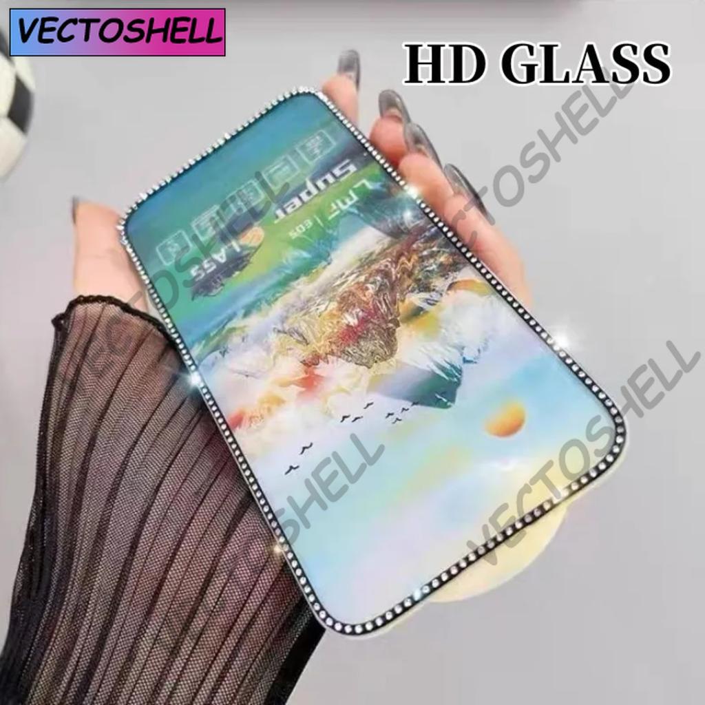 Новое закаленное стекло с алмазным покрытием для iPhone 16 15 14 13 12 11 Pro Max 3D стереоскопическое с алмазной инкрустацией Антишпионское матовое стекло X
