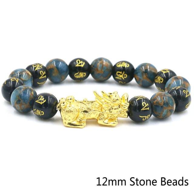 Natural Obsidian Six Character Beads Bracelet Lucky Feng Shui Pi Xiu Pi Yao Bracelet Men Wealthy Amulet Brecelets Women Jewelry
