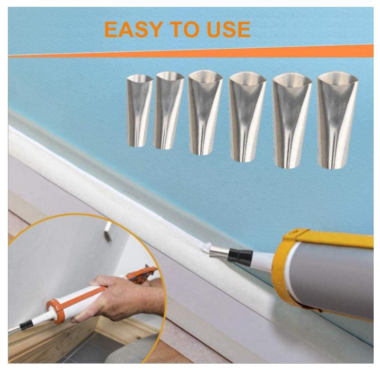 6 in 1 Silicone Caulking Tools 26 Pcs Caulking Finishing Tools,Silicone Caulk Nozzle Applicator, Sealant Finishing Tool