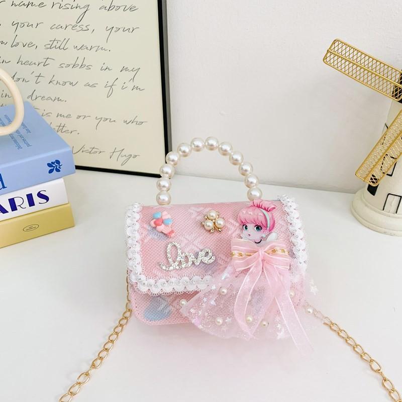 Charming Lightweight Pearl Shoulder Bag For Girls Featuring Cute Design Princess