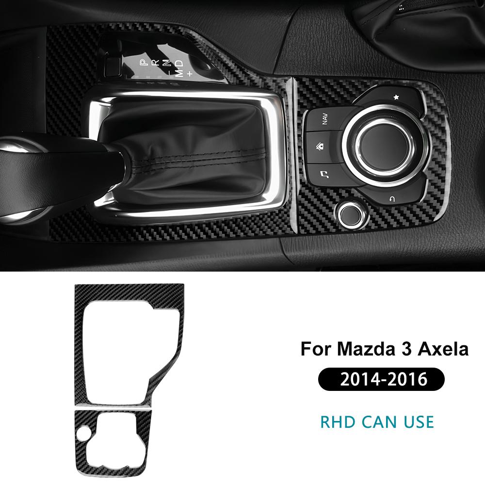 Real Soft Carbon Fiber Sticker For Mazda 3 Axela 2014 2015 2016 LHD RHD Car Automatic Gear Shift Panel Interior Trim Accessories