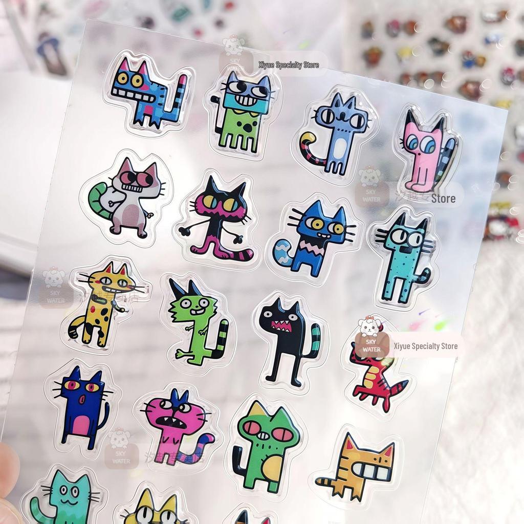 Абстрактные смешные котики желе 3D наклейки для iPhone 17 Pro Max и бутылок для воды