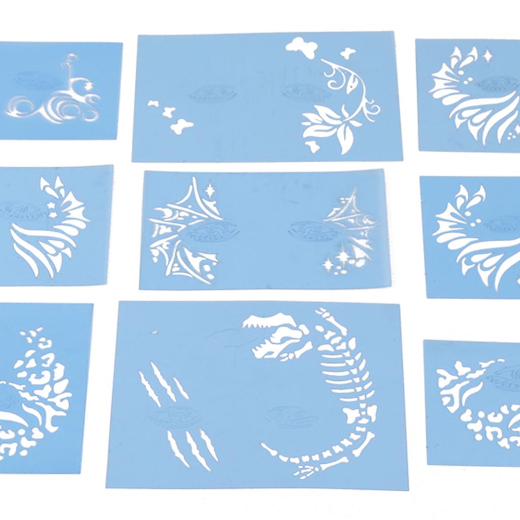 9 шт., комплект трафаретов для рисования лица, моющийся шаблон для краски, трафареты, шаблон для Хэллоуина, праздничной вечеринки, косплея