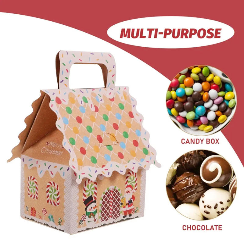 8 Pcs Cute Christmas Treat Candy Boxes Portable Dessert Packaging Case Small Cookie Containers Party Favor Supplies