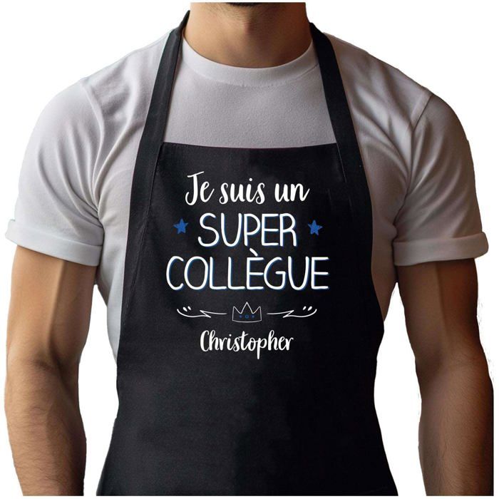 Tablier de cuisine - Christopher Super Collègue Homme - Noir - Impression bretonne - Coton résistant