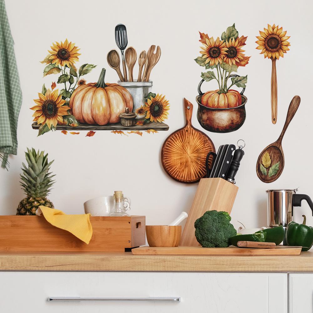 Оптовая продажа расписной посуды с подсолнухами для кухни, наклеек для украшения стен кухни и столовой