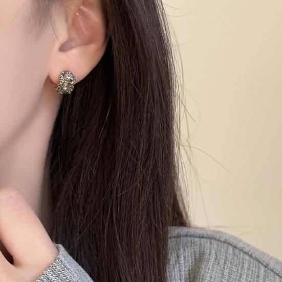 Ladies Earrings Rhinestone Inlaid Shiny Light Luxury Chic Unique Dress Up C