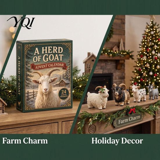 Unique Holiday Gifts for Kids Goat Advent Calendar 2026, 24 Day Christmas Countdown with Mini Decorative Miniature Pendants Figurines, Farmhouse