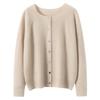 2025 Women's Cashmere Round Neck Cardigan: Solid Color, Loose Knit, Long Sleeve