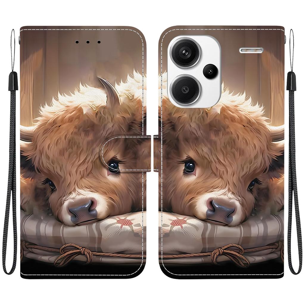 Чехол-книжка из искусственной кожи ручной работы для Xiaomi Redmi Note 13 Pro+/ Note 13 Pro Plus 5G, противоскользящий, противоударный, с ремешком на запястье и рисунками кошек с сердечками/розами