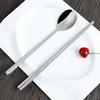 New Korea Style Long Handle Adult 304 Stainless Steel Tableware Set Four- Leaf Clover Spoon Chopsticks Dinnerware Sets