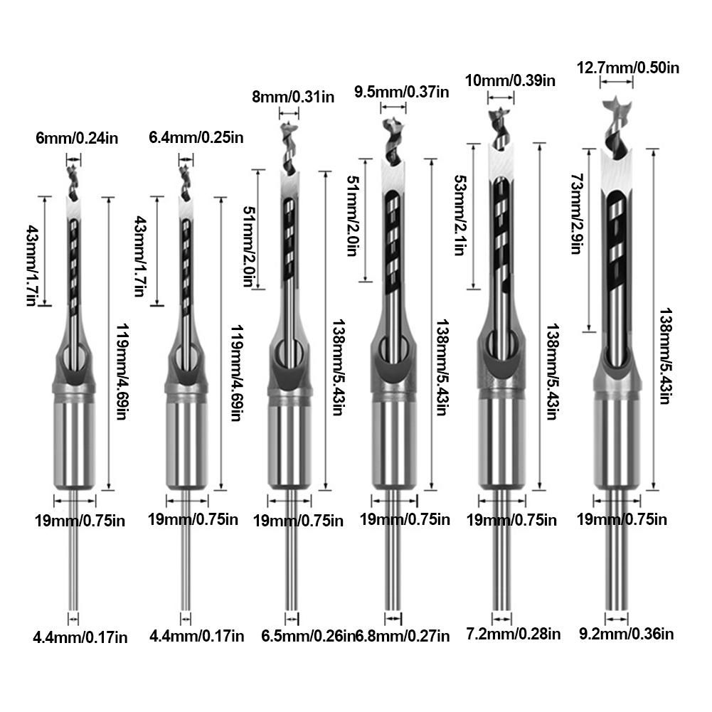 6-12.7мм HSS Сверло с квадратным отверстием Квадратный шнек Долбежный стамесочный набор сверл Квадратные сверла по дереву Сделай сам Мебель