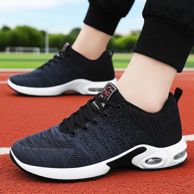 Мужская весенняя спортивная обувь - Большой размер, Flyknit, Воздушная подушка, Амортизация, Дышащая сетка, Мягкая подошва, Удобные кроссовки для бега