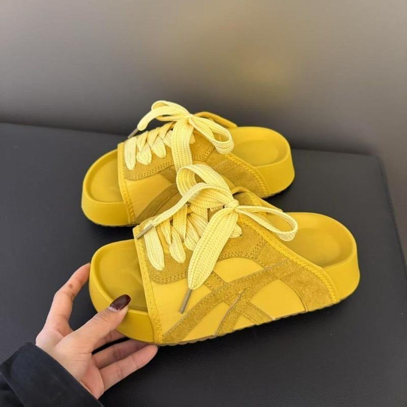 Summer Fashion Versatile Thick Bottom Outer Wear Women's Casual Style Design Strap-up Outer Wear Women's Slippers