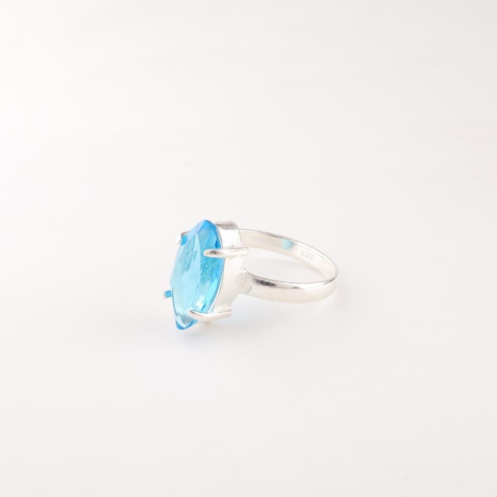 Швейцарский голубой топаз драгоценный камень 925 стерлинговое серебро ювелирные изделия ручной работы дизайнерское кольцо RR-65-3
