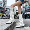 2025 Autumn and Winter New Pointed-toed Heightened Trouser Boots Women's Belt Buckle But Knee Boots Wedge Heel Knight Boots
