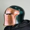 Шлем Барбута Средневековый Рыцарь 18ga Мягкая Сталь LARP Косплей Костюм на Хэллоуин Шлем Воина Барбута с забралом в двух тонах