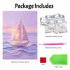 Безрамная жемчужная картина DIY-набор Закат Парусник в море 3D Искрящийся бисерный холст Расслабляющее творческое рукоделие для любителей искусства