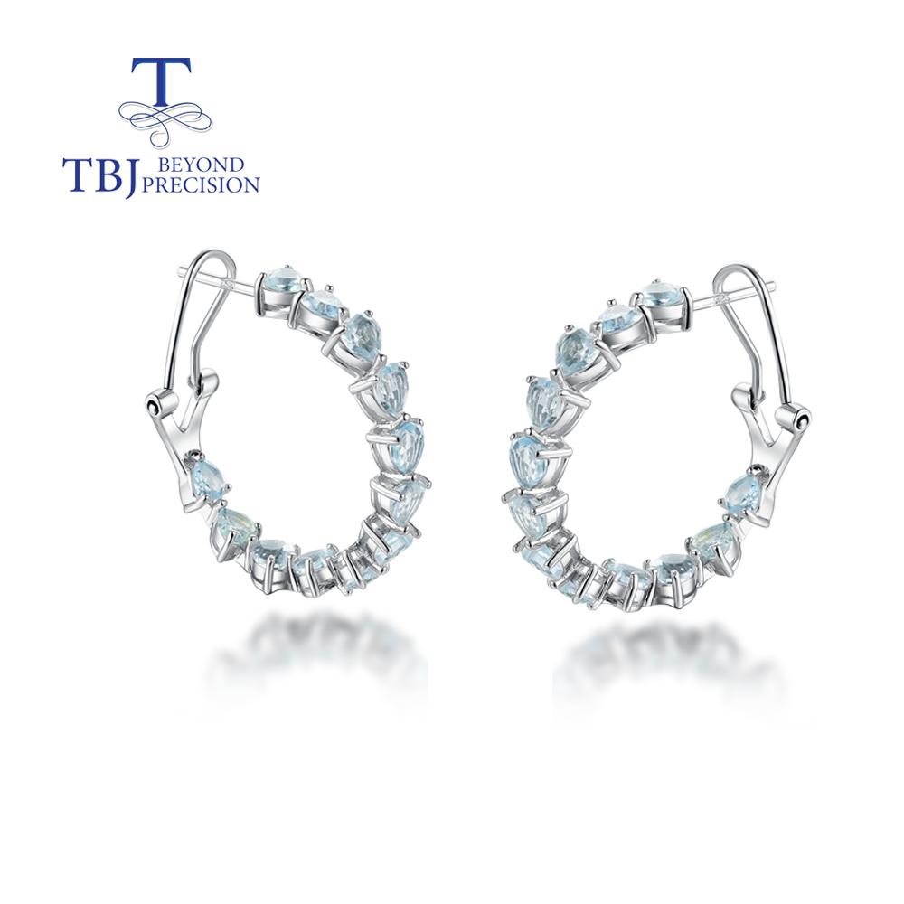Модный вид Сердце 4 мм Серебряные серьги-кольца натуральный гранат небесно-голубой топаз романтические украшения подарок серебро 925 пробы для женщин