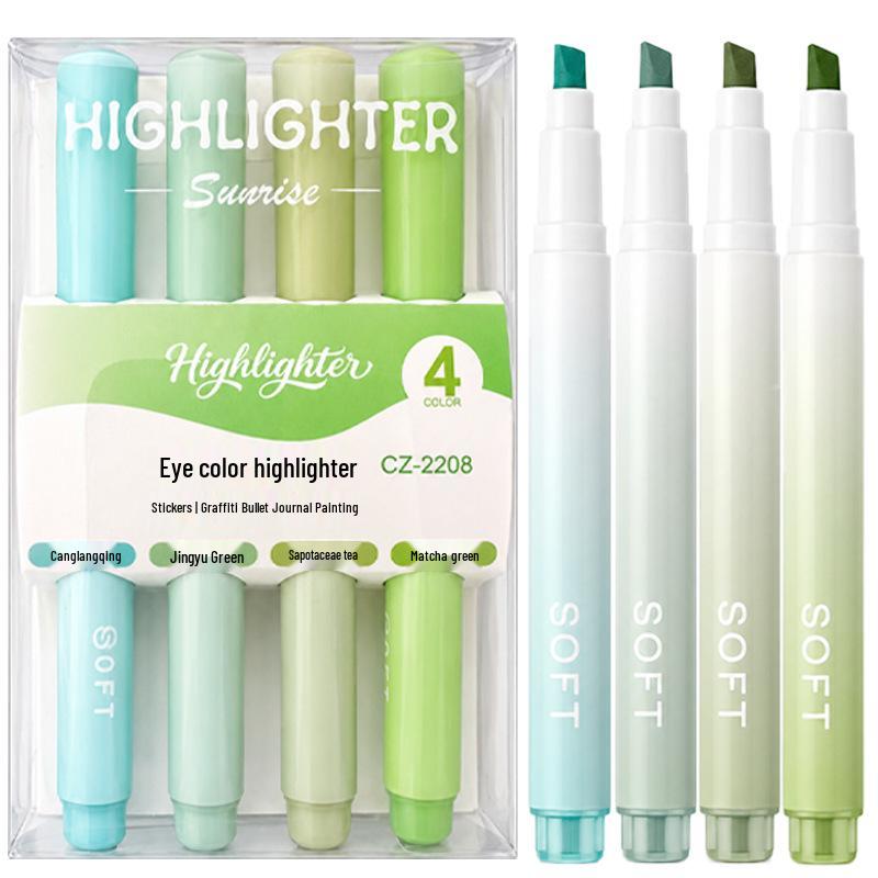 New Gradient Morandi Highlighter Pen Set - Large Capacity, Eye-Friendly Fluorescent Colors