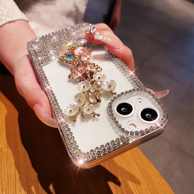 Case For Iphone 15 14 13 12 11 Pro Max Glitter Bling Diamond Cover For Samsung S24 S23 S22 Ultra S20 A34 A14 A34 A54 A13 A33 A53 A52 A15 A25 A35 A55