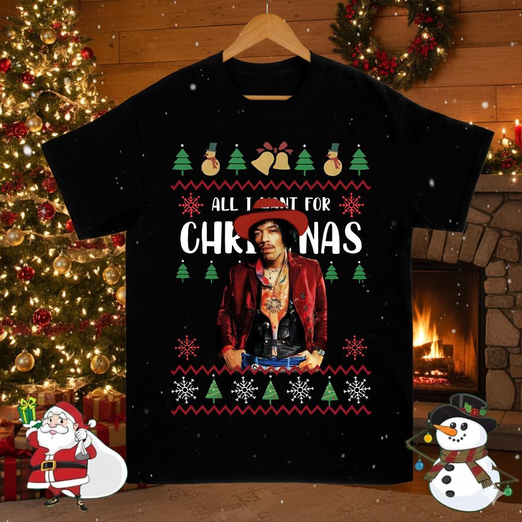 All I Want For Christmas Is Jimi Hendrix Black Color Full Size Shirt PP2489