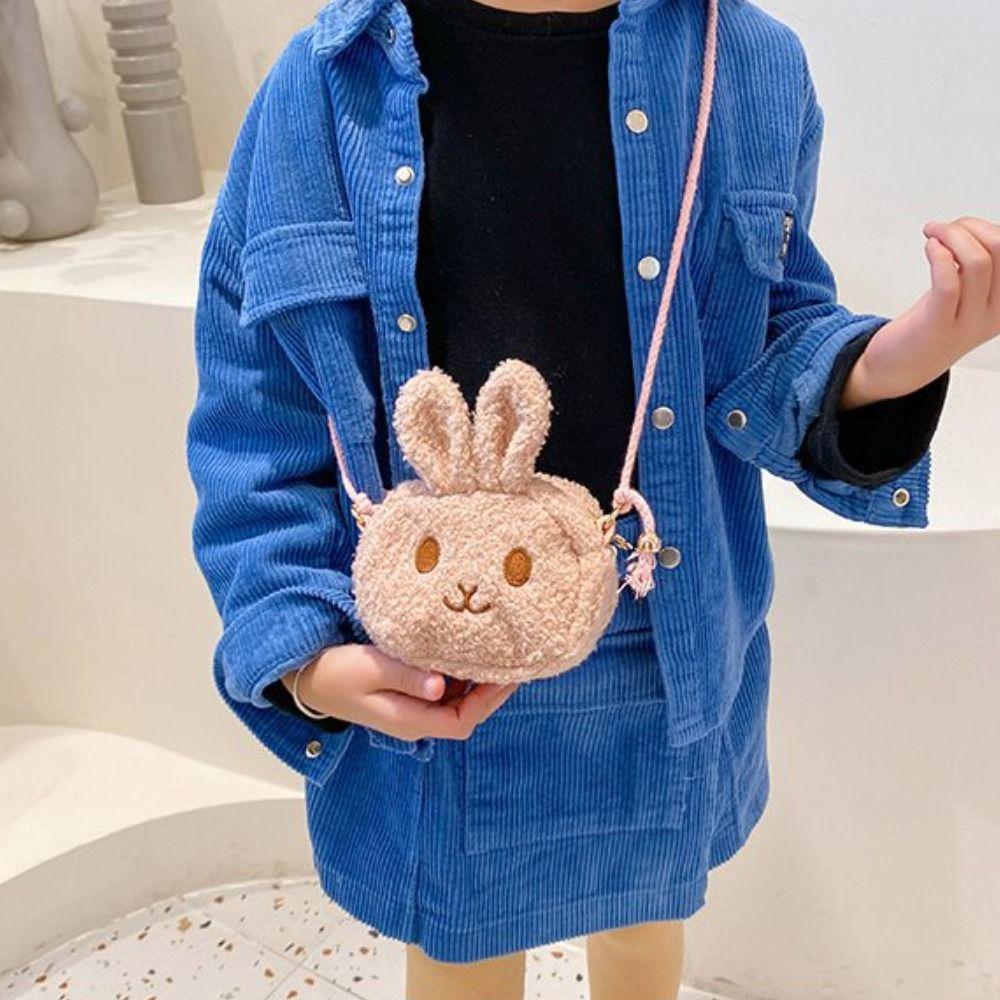 Kids Cartoon Zipper Handbag Funny Purses Rabbit Shoulder Bag Crossbody Bag Coins Bag Messenger Bag