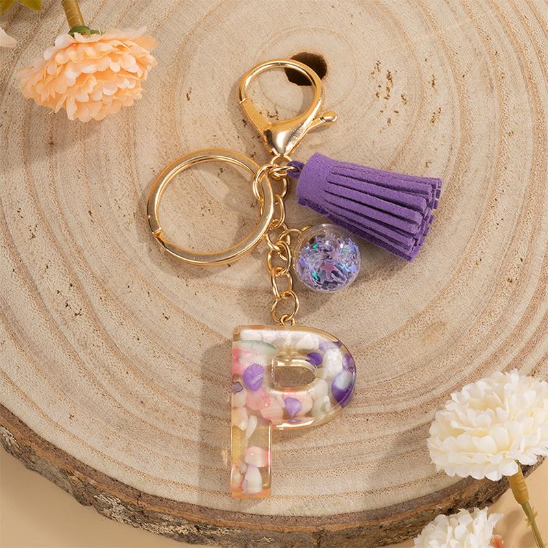 1 шт., держатель для ключей, подарок ручной работы, сумка с алфавитом AZ, кулон, брелок с кисточками и блестками, аксессуары для ключей