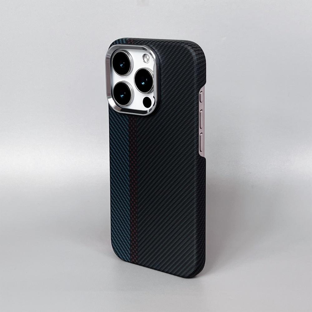 Роскошная текстура углеродного волокна для чехла MagSafe для iPhone 16 Pro Max 15 14 13 Магнитная беспроводная зарядка Ударопрочная твердая крышка