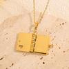 Openable Book Pendant Necklace Stainless Steel Lovers Choker Necklace Women's Sweater Chain  Couple